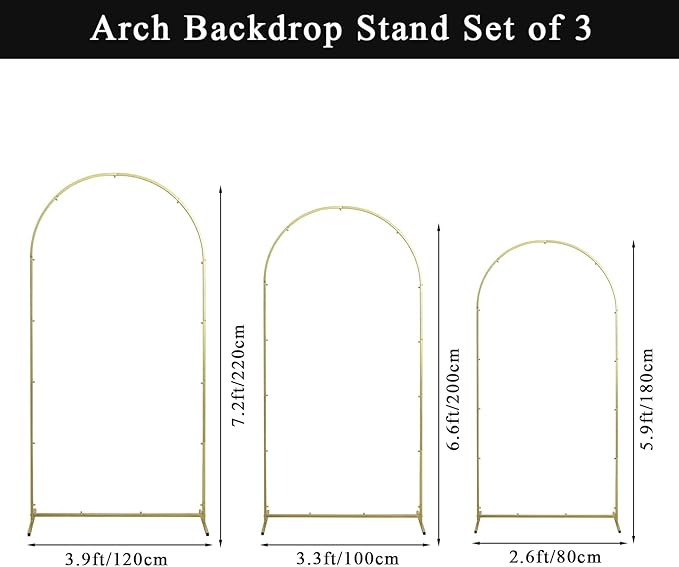 Wedding Arch Backdrop Stand Set of 3, Metal Arch Backdrop Stand - Image 3