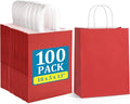 BagDream Red Gift Bags 10x5x13 Inch 100Pcs Large Kraft Paper Bags Bulk by BagDream