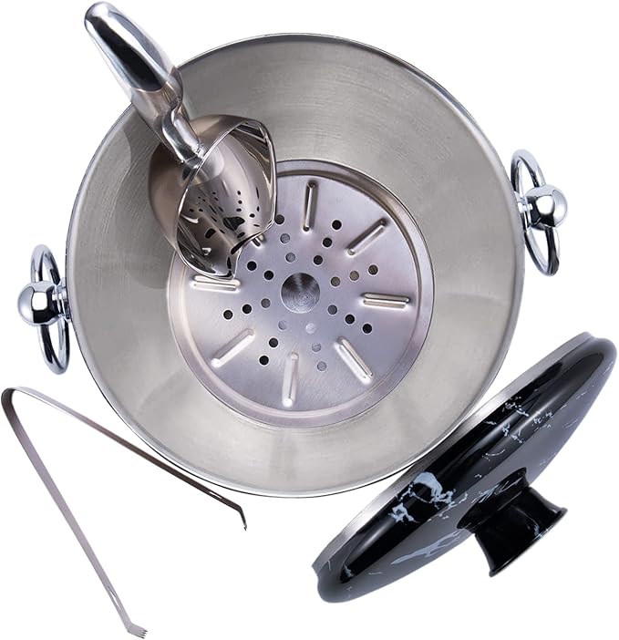 Ice Bucket with Lid, Tongs and Strainer - Image 5