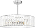 Modern Crystal Chandelier for Dining Room, 6 Light Chrome Semi Flush Mount by Unknown