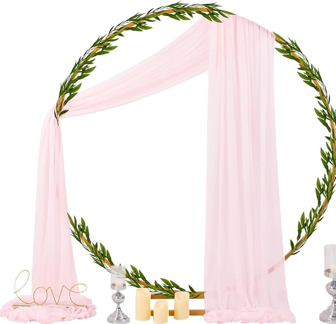 Socomi Blush Pink Wedding Arch Draping Fabric 29" x 20Ft 2 Panels Sheer Outdoor - Image 3