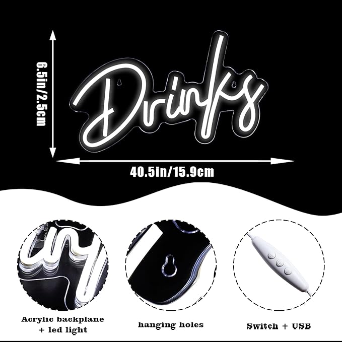 Looklight Drinks Neon Sign, Bar Neon Sign, Neon Signs - Image 6