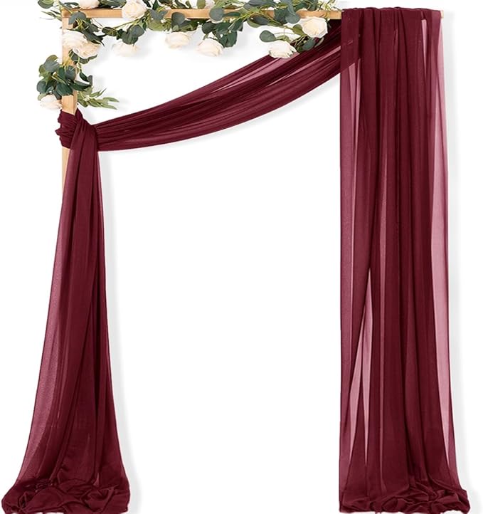 MLMC Burgundy Wedding Arch Draping Fabric 1 Panel 29" x 20 FT Extra Long Gauze by MLMC