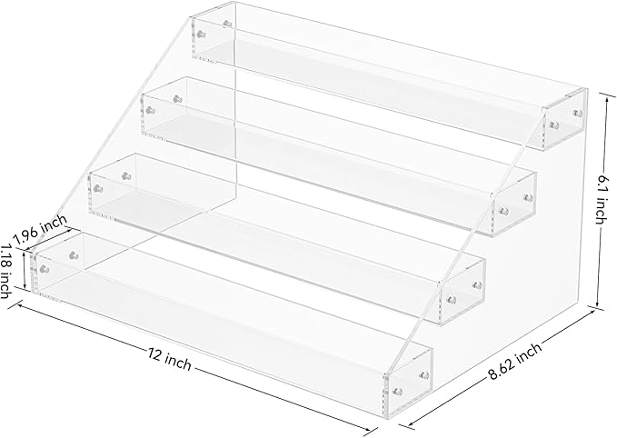 Acrylic Display Risers, 12inch 4 Tier Clear Display Shelf, Perfume organizer - Image 6