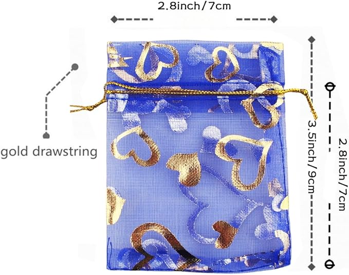 100 Pack 2.8 x 3.5 Inch Flower Heart Organza Jewelry Gift Pouch Candy Pouch - Image 2