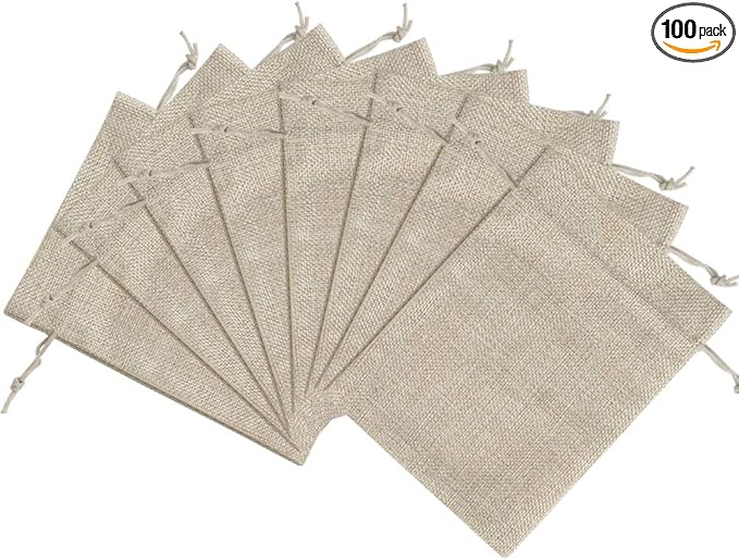 Lucky Monet 25/50/100PCS Burlap Gift Bags Wedding Hessian Jute Bags Linen by LuckyMonet