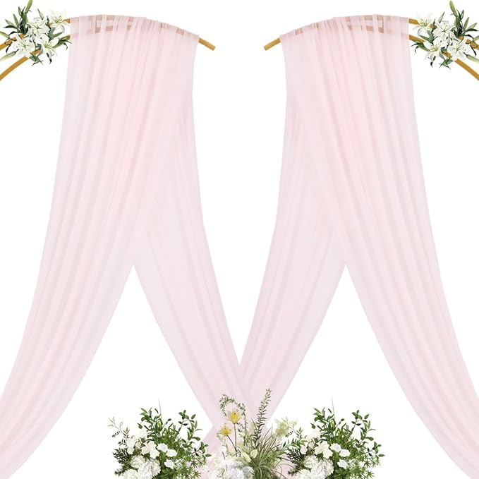 MLMC Blush Pink Wedding Arch Draping Fabric 1 Panel 29" x 20 FT Extra Long - Image 4