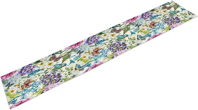Brown Bird Floral Table Runner Spring Flower Kitchen Table Decoration Suitable - Image 2