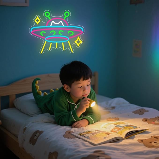 UFO Neon Sign, Cat Dimmable LED Light Signs - Image 2