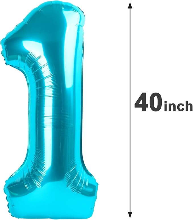 Blue Number 1 Balloon 40 inch, Number 1 Birthday Balloon - Image 2