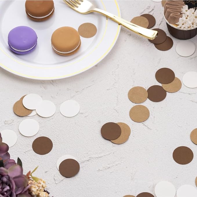 Brown Kraft Tan and Ivory Cream Paper Confetti Table Decoration - Image 4