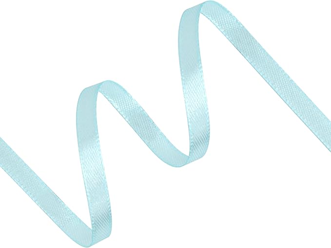 Light Blue Satin Ribbon 1/4 inch X Continuous 100 Yards, Single Face Polyester - Image 2