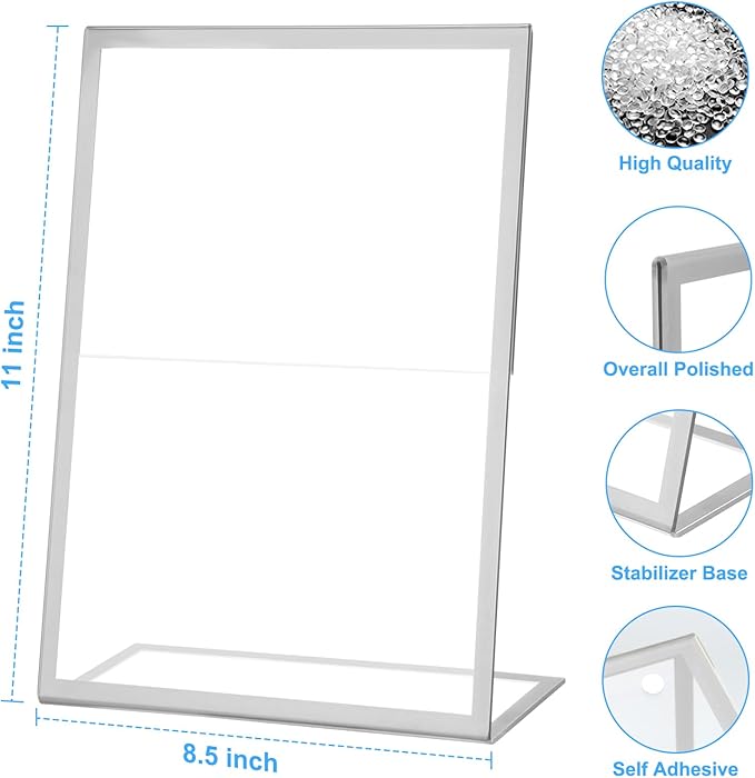 EHWINE 12 Pack Acrylic Sign Holder 8.5 x 11, Slanted Back Paper Holder Clear - Image 3