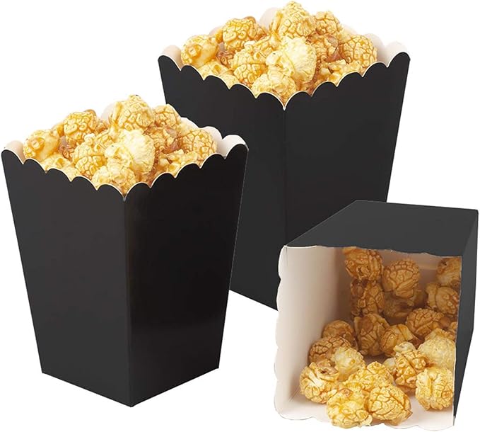 Black Popcorn Boxes Mini Paper Popcorn Box Cardboard Popcorn Container by AimtoHome