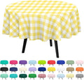 QIKSION Yellow Gingham Round Tablecloth 2 Pack, 84 Inch Plastic Checkered Table by QIKSION