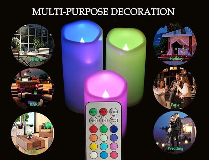 SWEETIME 3 Color Changing Led Pillar Candles - Image 8