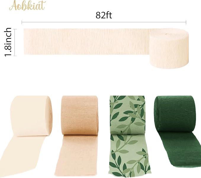 AOBKIAT Wedding Party Baby Shower Decorations, 8 Rolls Green Crepe Paper - Image 3