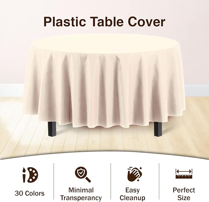 Party Solids 12-Pack Premium Plastic 84-Inch Round Tablecloth - Image 3