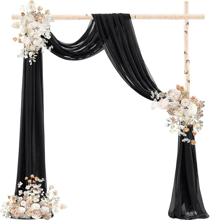 Black Wedding Arch Draping Fabric 29" x 20 FT Black Drapes - Image 2