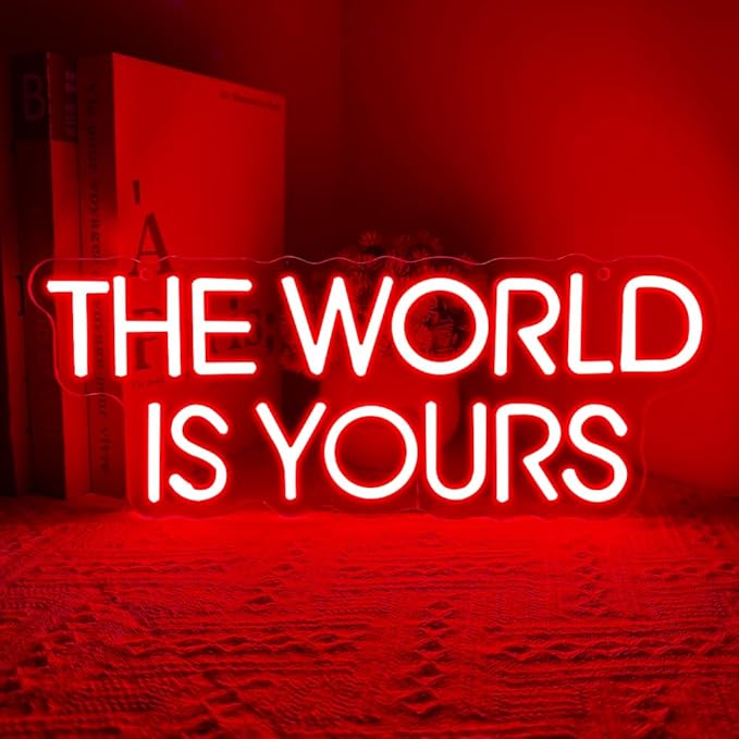 The World is Yours Neon Sign, Backdrop by BEISKAFNVSZ