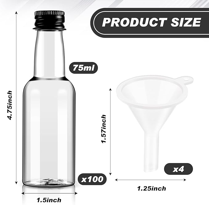 Tessco 100 Pcs Mini Liquor Bottles Plastic Mini Salad Dressing Bottle Christmas - Image 2