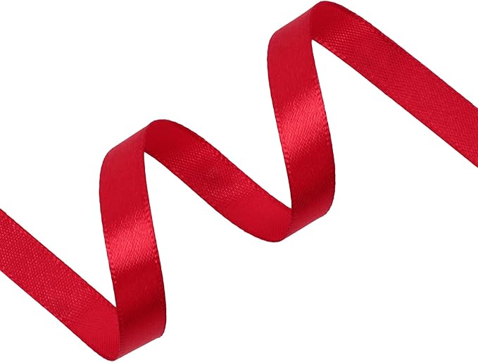 Red Satin Ribbon 3/8 inch X Continuous 100 Yards, Single Face Polyester Ribbon - Image 2