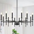 12 Light Black Chandelier Light Fixture, Modern Farmhouse Chandeliers by ZUYURTLighting