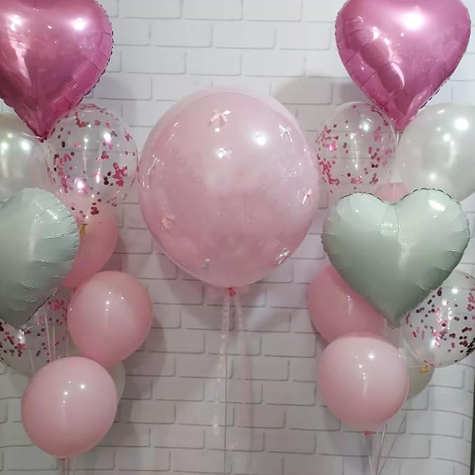Hot Pink White Heart Balloons - Image 7