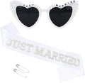 White Bride Sash & Heart Sunglasses Set Bachelorette Party Decorations Bridal by FASHIONORIGINSANDHERE