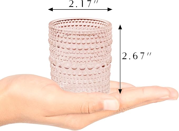 12 pcs Glass Votive Candle Holders, 6 Colors 3 Patterns Tealight Candle Holders - Image 6