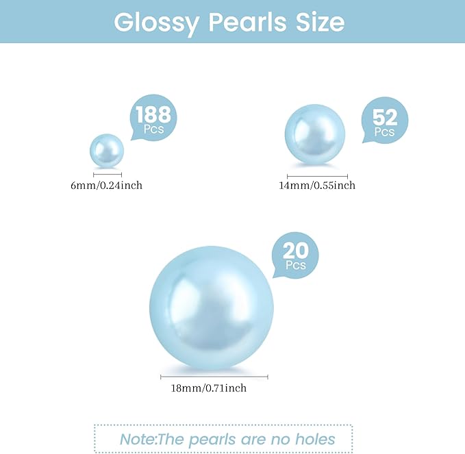 260Pcs Lightblue Glossy Beads - 6mm - Image 2