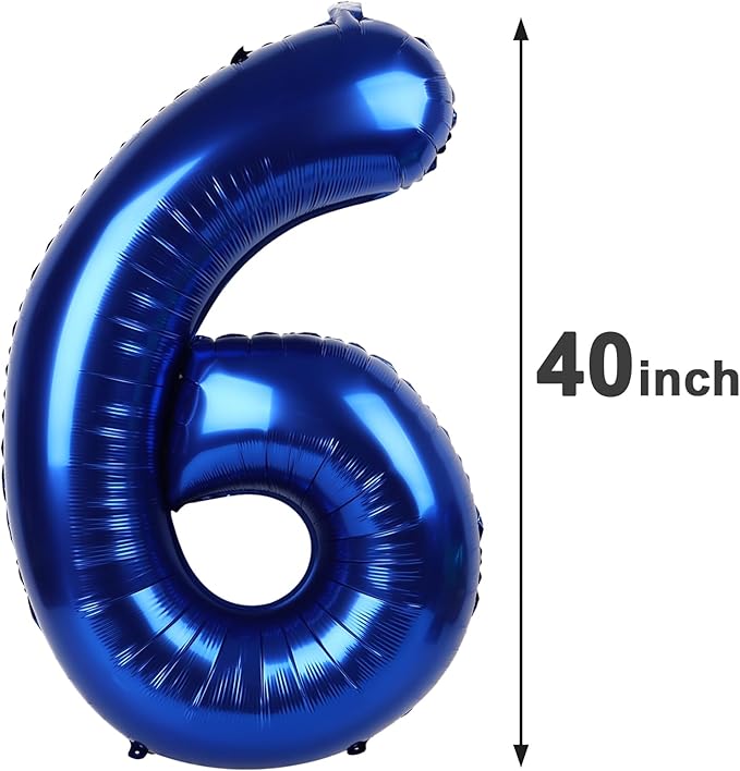 40 Inch Night Blue Mylar Foil Number 6 Birthday Balloon, Digital Balloons - Image 3