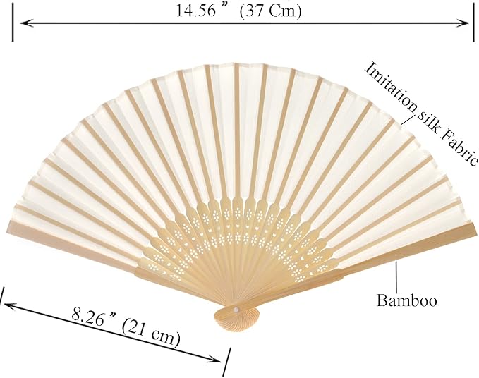 24pcs Imitated Silk Hand Fan Imitated Silk Fabric Bamboo Handheld Folded Fan - Image 2