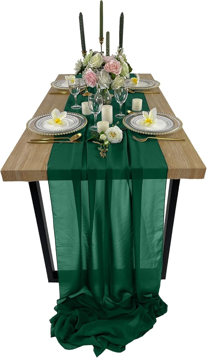 EHLDekol 10ft Chiffon Table Runners 27x120 inches Romantic Sheer Wedding Table by EHLDekol