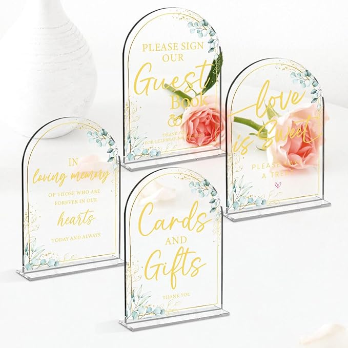 4-Piece Acrylic Wedding Sign Set by NBIAN