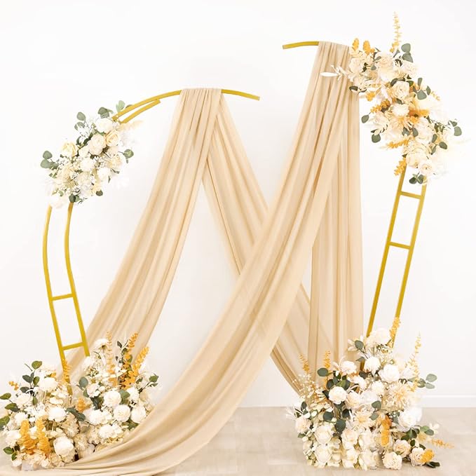 Socomi Wedding Arch Draping Fabric 2 Panels 29" x 19Ft Champagne Sheer Chiffon - Image 4