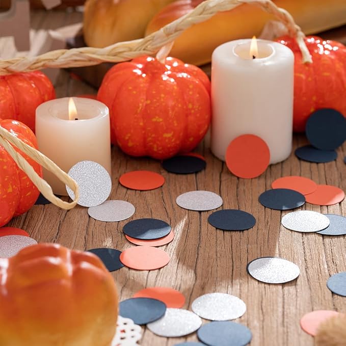 Orange Navy Blue and Silver Glitter Confetti Table Decoration - Image 2