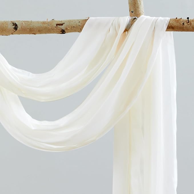 Wedding Arch Draping Fabric, 1 Panel 18FT Beige Arch Drapes Chiffon Fabric - Image 3
