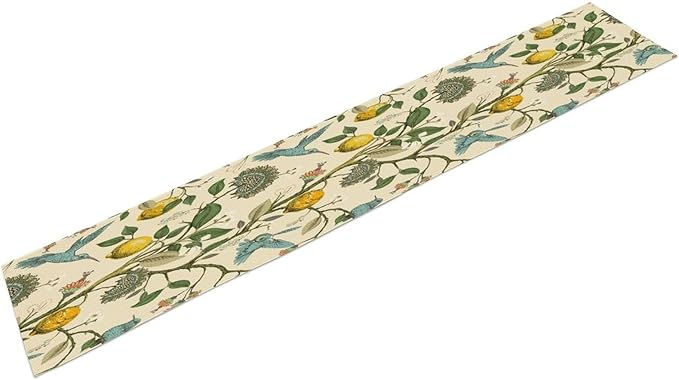 Table Runner with Flowers and Birds, Spring Plant Flowers Table Decoration - Image 2