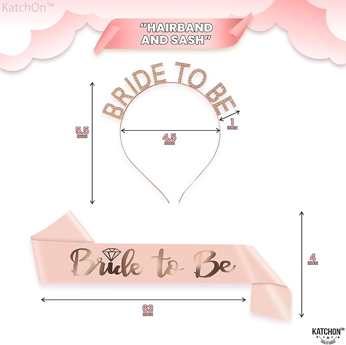 KatchOn, Rose Gold Bride to be Sash and Headband - Image 2