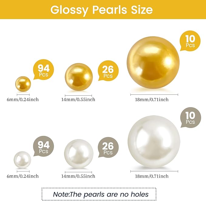 260Pcs Gold andCream Glossy Beads - Image 2