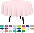 QIKSION Pink Round Tablecloth 2 Pack, 84 Inch Plastic Table Cloth Disposable by QIKSION
