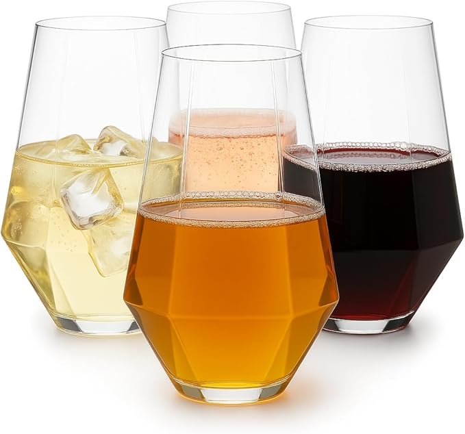 Oojami 48 Pack Diamond Clear Unbreakable Stemless Plastic Glasses 24 9oz - Image 3