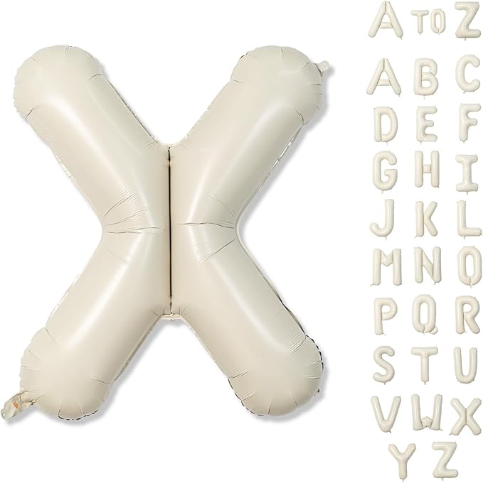 Giant Alphabet X Foil Name Balloons, Cream Ivory White Inflatable Word X Letters by Lingqiang