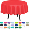 QIKSION Red Round Tablecloth 6 Pack, 84 Inch Plastic Table Cover Disposable by QIKSION