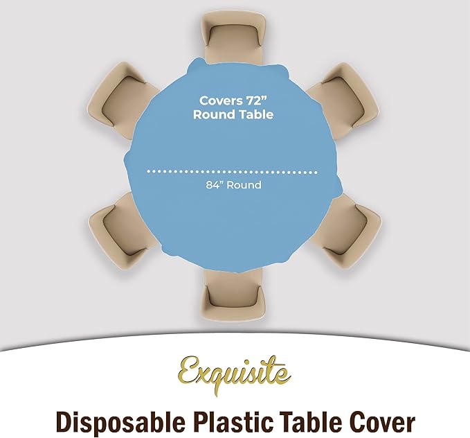 Party Solids 12-Pack Premium Plastic Tablecloth 84in. Round Table Cover - Image 4