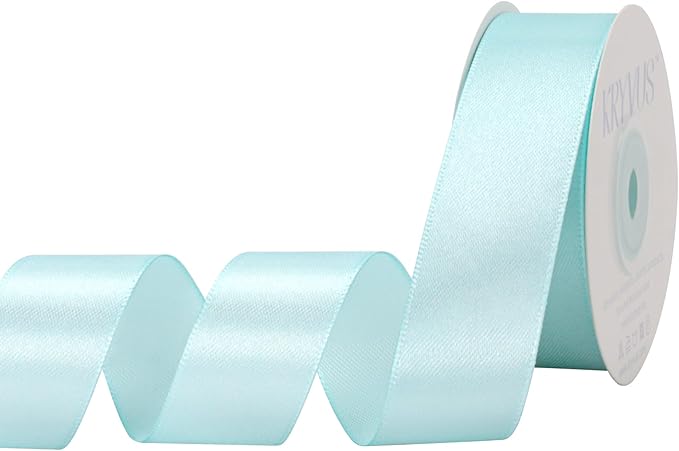 Light Blue Satin Ribbon 1 inch X Continuous 25 Yards, Single Face Polyester by Kryvusribbon