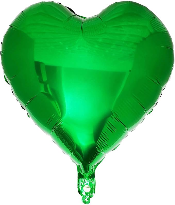 10Pcs Green Foil Heart Shaped Balloons 18 Inch Mylar by LHOAVWE