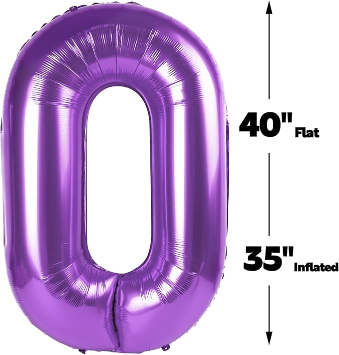 Purple 40 Inch 0 Number Balloons, 0 Decorations - Image 2
