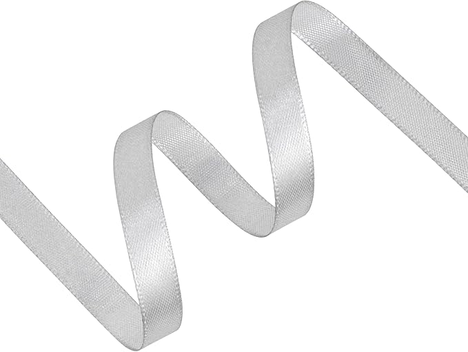 Silver Satin Ribbon 3/8 inch X Continuous 100 Yards, Single Face Polyester - Image 2